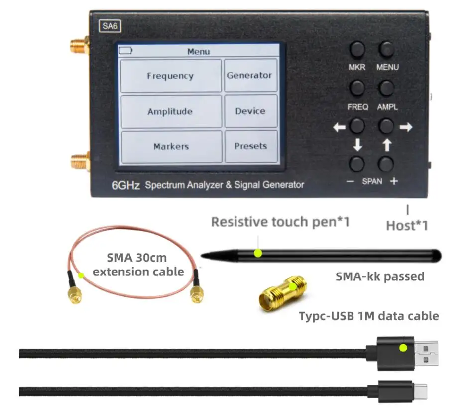 

6GHz SA6 Portable RF Spectrum Analyzer Spectrum Explorer Signal Genertor With Tracking Generator 6.2 GHz With Touchscreen