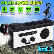 Профессиональный ручной радиоприемник на солнечной батарее с автономным питанием ed AM/FM/NOAA, Погодный радиоприемник 2000 мА/ч, Дополнительный внешний аккумулятор, светодиодный аварийный фонарик