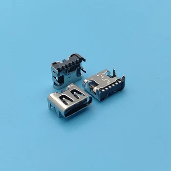

50PCS Micro USB JACK Type-C 3.1 6pin DIP4 Female Connector Port Charging Dock For Mobile Phone Digital Product