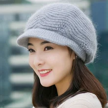 Для женщин шапка женская теплая зимняя шапка волна Дизайн шапочки трикотажные Шапки для Женская мода зима кролик капот шапки