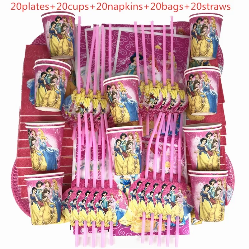 100 шт Дисней шесть Принцесса одноразовая посуда Дети День рождения декоративная