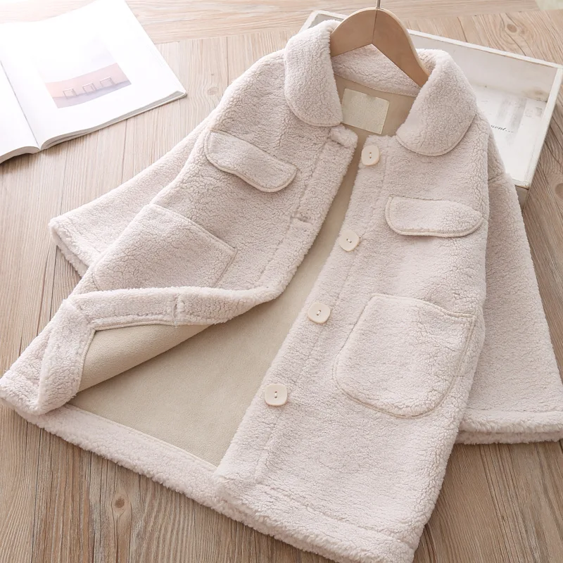 Outerwear & Coats cheap Girls' Coat Kids Jacket Underwear 2022 Classic Plus Velvet Thicken Warm Winter Autumn School Cotton Fleece Children's Clothing barn coat