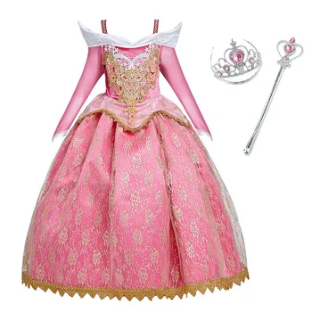 

Girl Sleeping Beauty Costume Children Aurora Dress Up Clothes Kids Elegant Halloween Princess Party Ball Gown for 4 6 8 10 Year