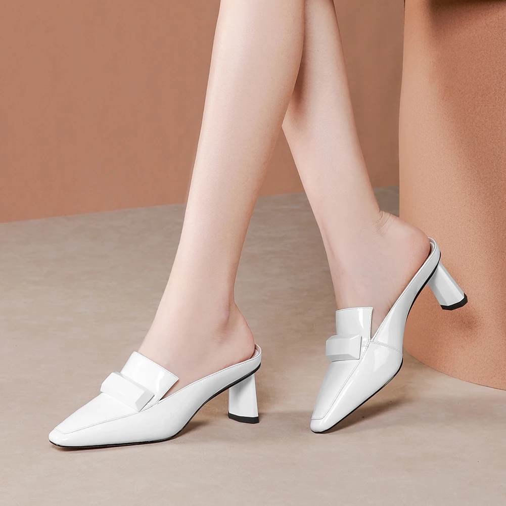 

Sarairis 2020 New Arrivals Slip On Casual Shoes Woman Pumps Mules Patent Leather Strange Style High Heels Pumps Women Shoes