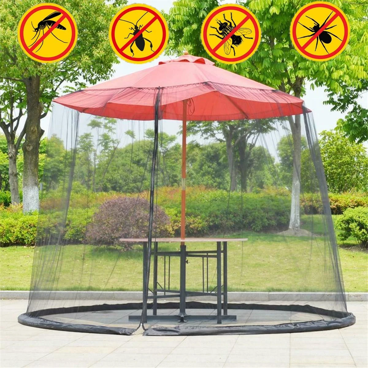 Mosquito Net Table Umbrella Cover Sunscreen Anti Insect Patio Mesh Outdoor Garden Sun Protection Zipper Closure Mosquito Net Shade Sails Nets Aliexpress