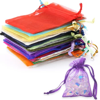 

QIAO Many Colors 5*7cm 7*9cm 100pcs/lot Mini Organza Bags Favor Wedding Christmas Gift Bag Jewelry Packaging Bags & Pouches