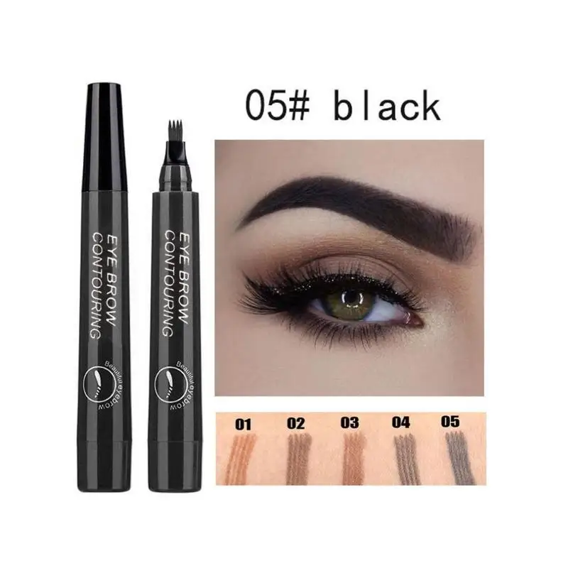 Makeup Eyebrow Pencil Waterproof Fork Tip Eyebrow Tattoo Pencil Long Lasting Professional Fine Sketch Liquid Eye Brow Pencil - Цвет: black