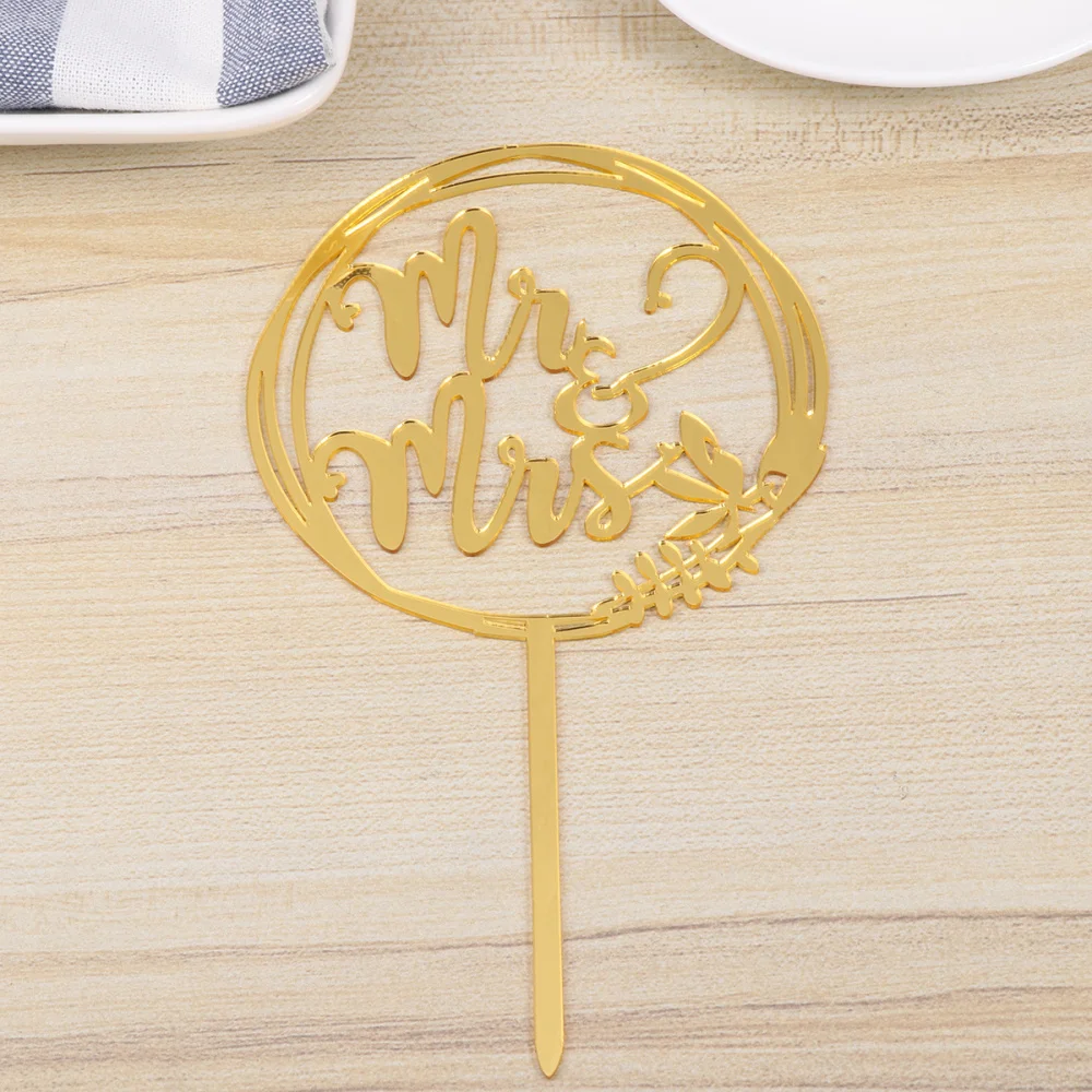 6 шт День Святого Валентина Кекс Toppers круглые акриловые MR & MRS Cake Picks свадебные