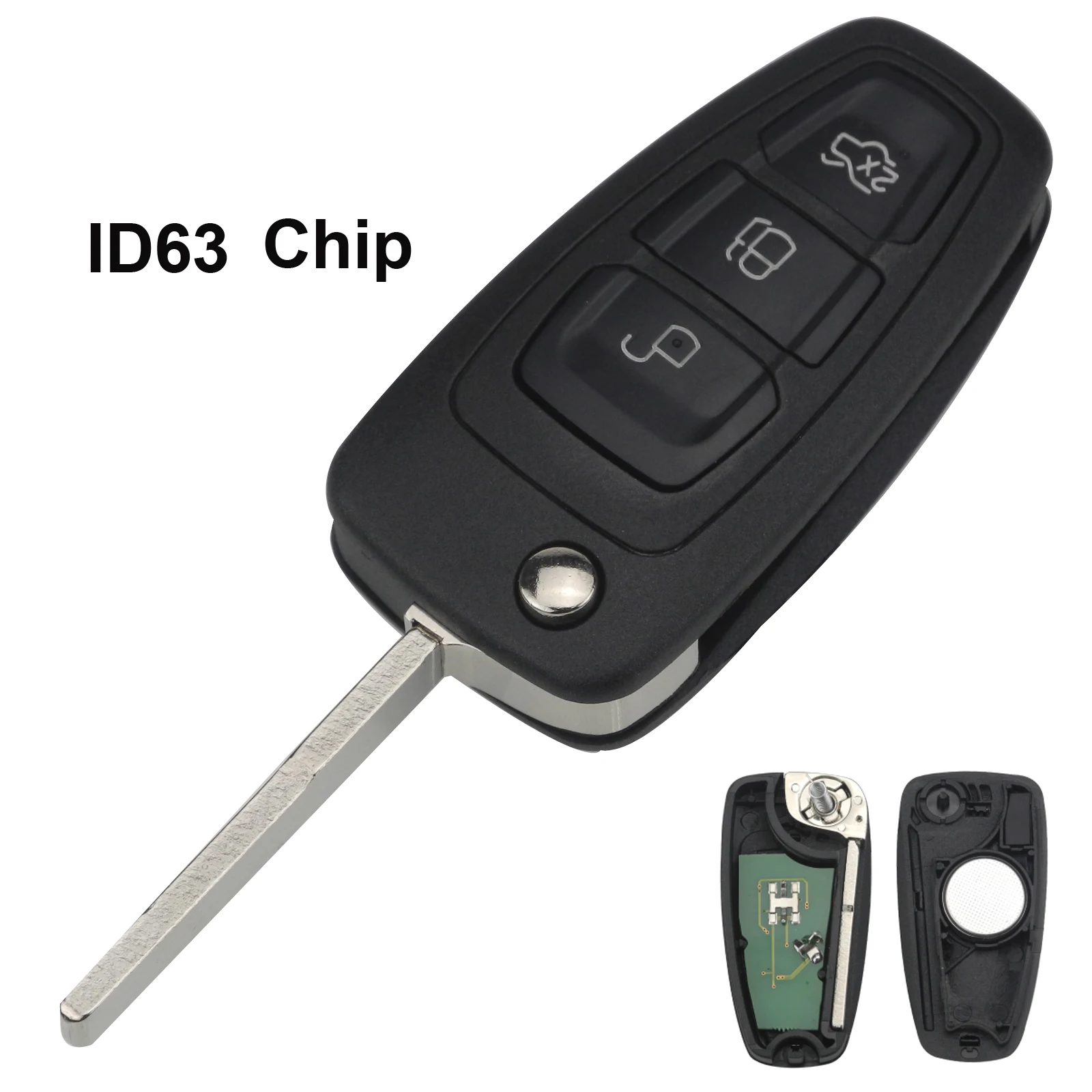 

3 Buttons Fob Modified Flip Folding Remote Car Key 315/433MHz ID63 Chip For FORD Focus Fiesta Mondeo With HU101 Blade ASK