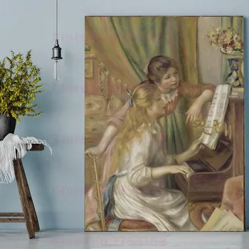 

Pierre Auguste Renoir Replica Vintage Home Decoration Young Girls at the Piano Figure Painting Canvas Print Artwork Dropshipping