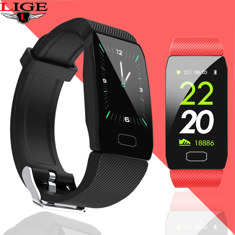 LIGE New Smart Bracelet Color Screen Blood Pressure Fitness Tracker Heart Rate Monitor Smart Band Sport for Android IOS