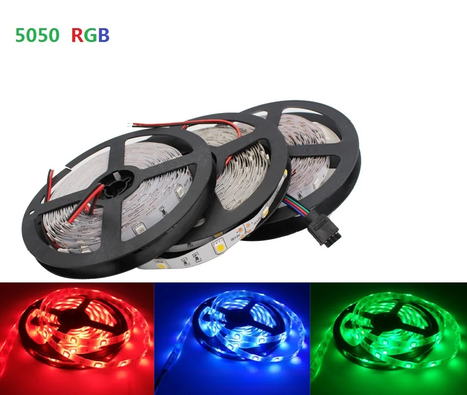 5M 5050 SMD 300 LED 60led/M Strip Light Red/Blue/Warm/Cool White IP65 Waterproof 
