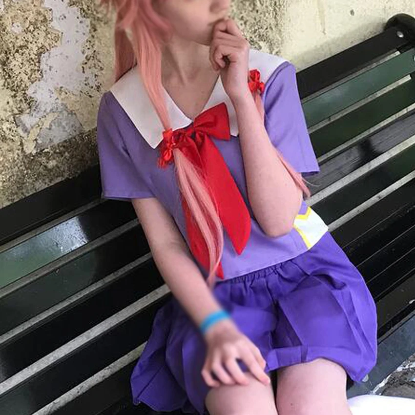 Дневник будущего Gasai Yuno Mirai Nikki фиолетовая школьная форма Женский парик