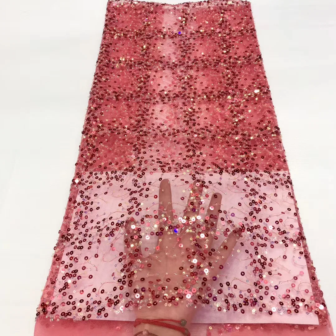 

African Sequin Lace Fabric 2022 High-quality Lace French Lace Fabric Embroidery Nigerian Wedding Lace Fabric J4047