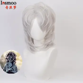 

Rui Wigs Demon Slayer:Kimetsu no Yaiba Cosplay Costume Heat Resistant Synthetic Medium Gray White Curly Party Hair + wig cap