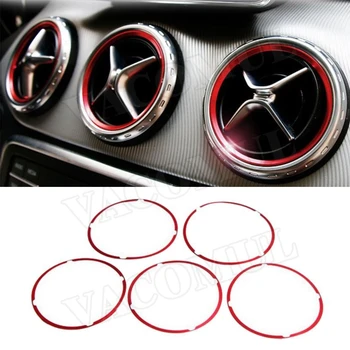 

5PCS Air Condition Air Vent Outlet Ring Cover Trim Decoration for Mercedes Benz W176 W246 C117 X156 AMG Car Styling