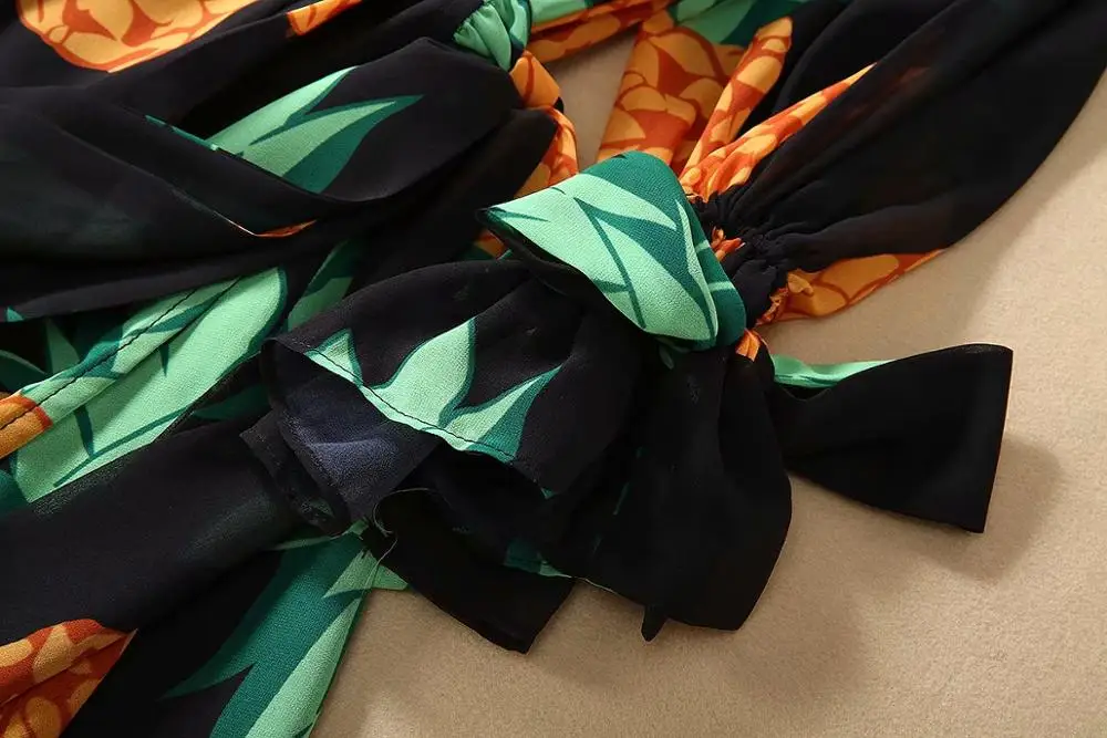Новое поступление, весна, 3/4 рукав, обхват груди, принт ананаса, платье, женское платье, 191213Z07