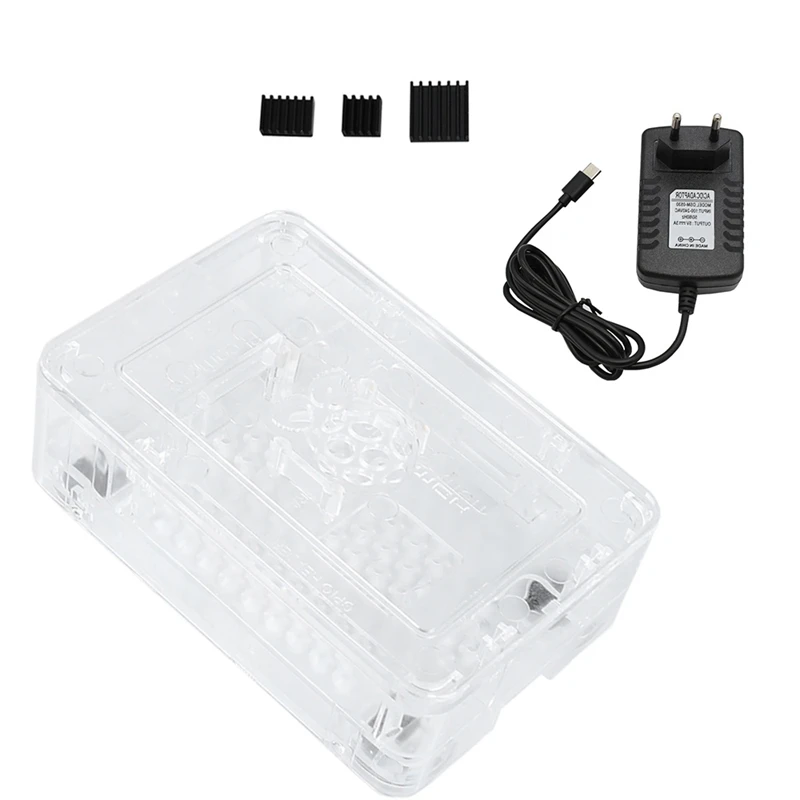 Для Raspberry Pi ABS чехол Корпус коробка с теплоотвод 5 V/3A Питание для Raspberry Pi 4B