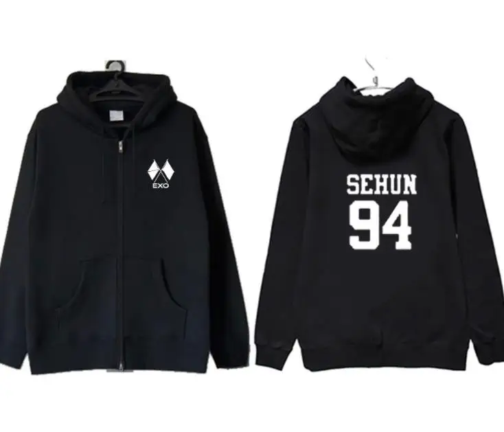 Kpop exo obsession альбом же имя члена печать черная молния толстовка унисекс флис Свободная Толстовка - Цвет: fleece