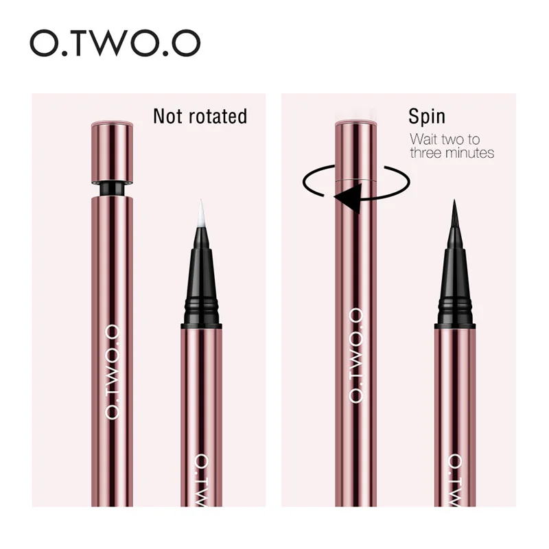 2020 New O.TWO.O Ink Color Waterproof Eyeliner Liquid Pen Long Lasting Rose Gold Design Black Brown Eye Liner Pen Makeup