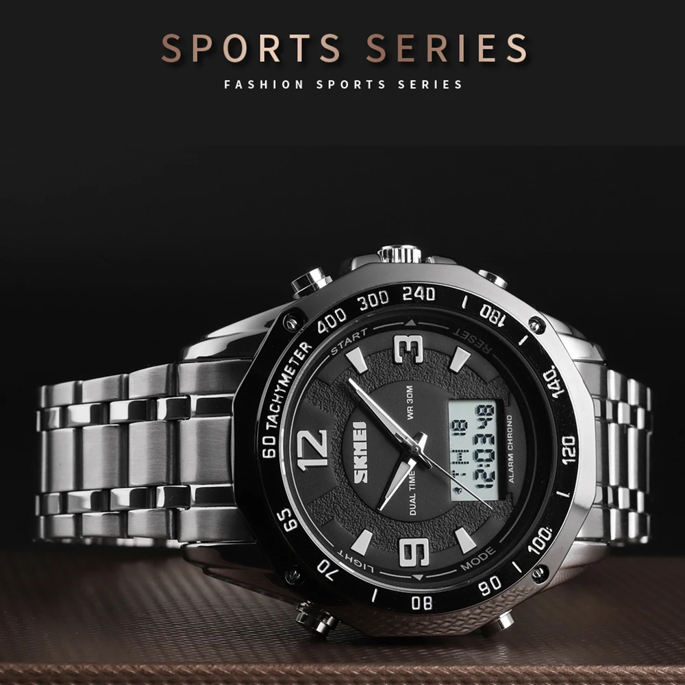 

Fashion Casual 2019 Men Watch Multifunctional Dual Display Watches Digital Analog Men Watch Waterproof Business Male Wristwatch