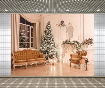 

Lyavshi Christmas Tree Candle Armchair Scene Baby Photography Backgrounds Photographic Backdrops for Photo Studio