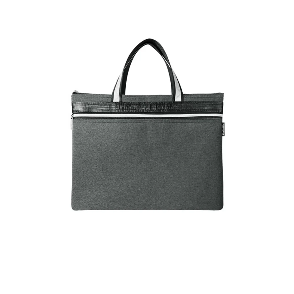 

A4 Portable Hand Held Zipper Double Deck File Bag Business Briefcase Waterproof Work Anti Lost Office Conference Oxford Cloth