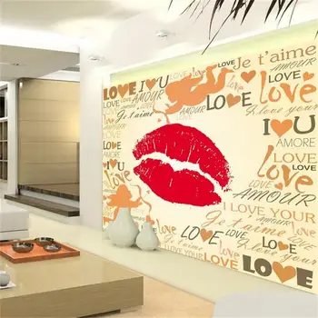 

custom 3d photo wallpaper kids room bed room mural lip print letter 3d picture TV sofa backdrop non-woven wallpaper for wall 3d