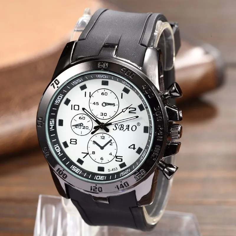 Black White SBAO высокоэффективные мужские спортивные часы высшего качества прочные силиконовые военные Красочные мужские кварцевые наручные часы reloj hombre - Цвет: Black White