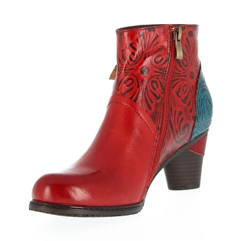 

Genuine Leather Women Ankle Boots Winter Shoes Woman High Heel Platform Wedges Mix Color Zip 2019 New Fashion Free Shipping