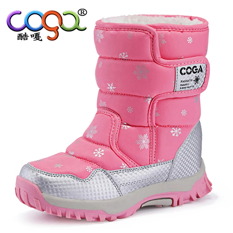 Pink Детские зимние сапоги, обувь для девочек, зимние сапоги, модная плюшевая детская обувь, водонепроницаемые кроссовки для студентов, детские сапоги, Новинка - Цвет: Pink