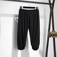 165Kg Plus Size Women's Summer Loose High-Waist Bottoming Cropped Trousers 5XL 6XL 7XL 8XL 9XL Thin Slimming Leggings Black - Image 3