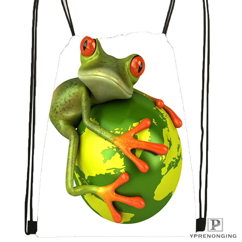 

Custom The Frog Kindoom Drawstring Backpack Bag Cute Daypack Kids Satchel (Black Back) 31x40cm#180531-04-75