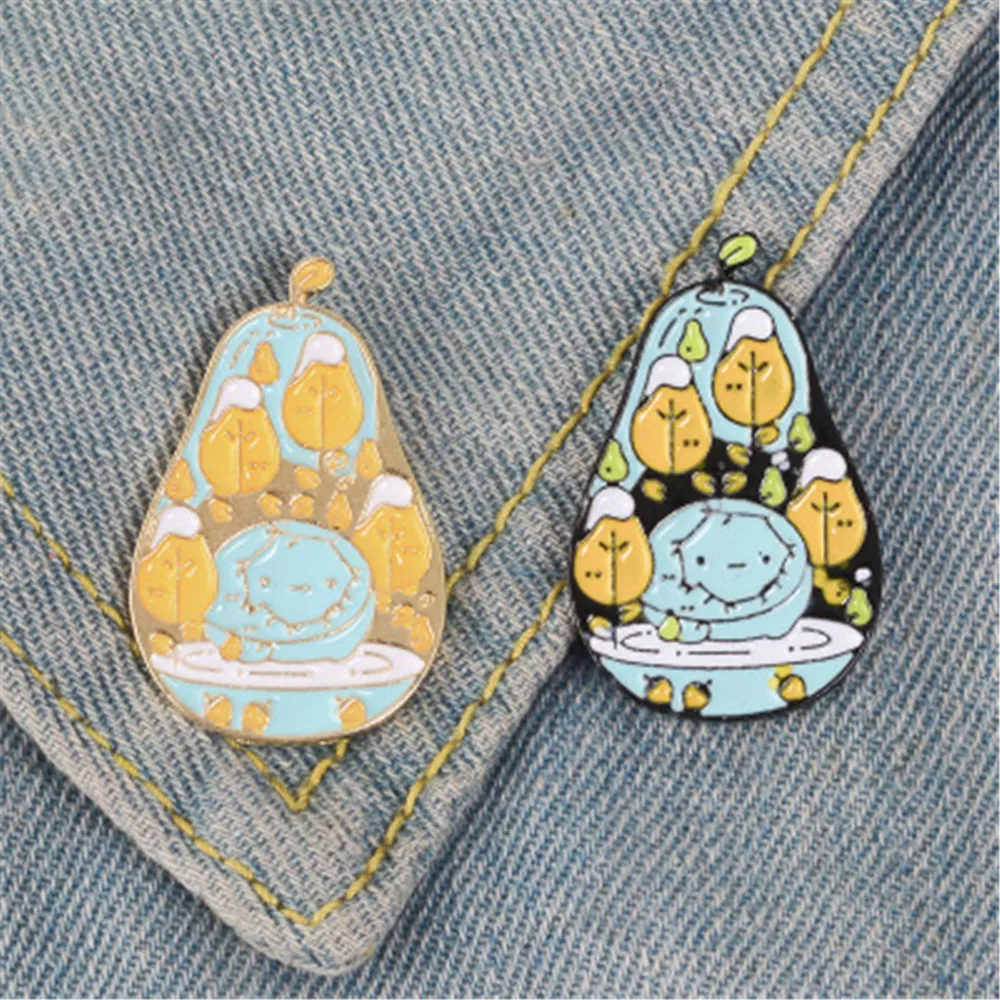 

Enamel Brooches Lapel Pins Badges Bag Jeans Cute Cartoon Plant Pear Leaf Gifts Wholesale Fashion Accessories-QQ-W17