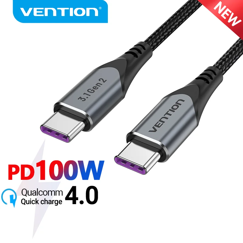 Vention Usb tipo c para Usb c Cabo para Samsung S20 4k pd 100w 5a Cabo para Macbook Pro Ipad Carga Rápida 4.0 Usb c Carregamento Rápido