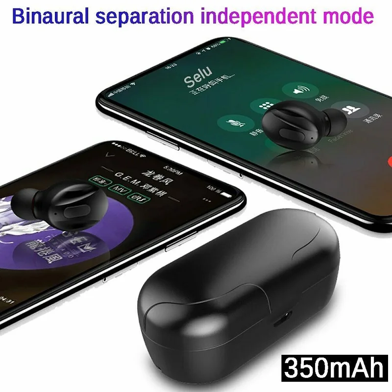 TWS Wireless Earphones Bluetooth 5 0 Bass Headset with HD Mic and Charging Case Earbud for Phone PC Xiaomi Huawei IPhone Samsung