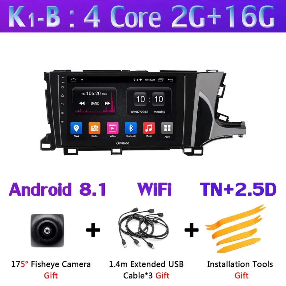 K1-B 360°Panoramic Android 9,0 4+ 64G gps радио CarPlay SPDIF DSP Автомобильный мультимедийный плеер для Honda Shuttle RHD - Цвет: K1-B