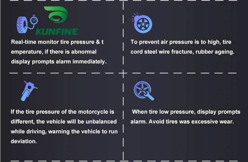 Waterproof Smart Motorcycle TPMS Tyre Pressure Monitoring System Digital LCD Display  Security Alarm Systems With 2 Sensors M3-C-WI (4)