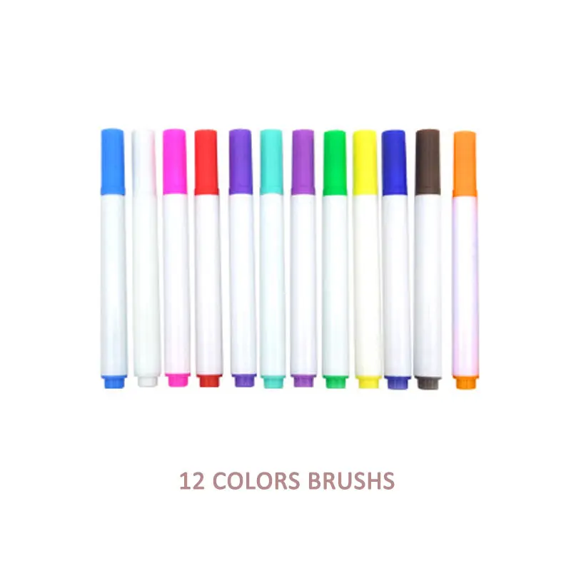 12 colors brush Обучение и образование портативная доска кисть для рисования DIY раскраска доска живопись с водой Мел протирать детские игрушки - Цвет: 12 colors brush