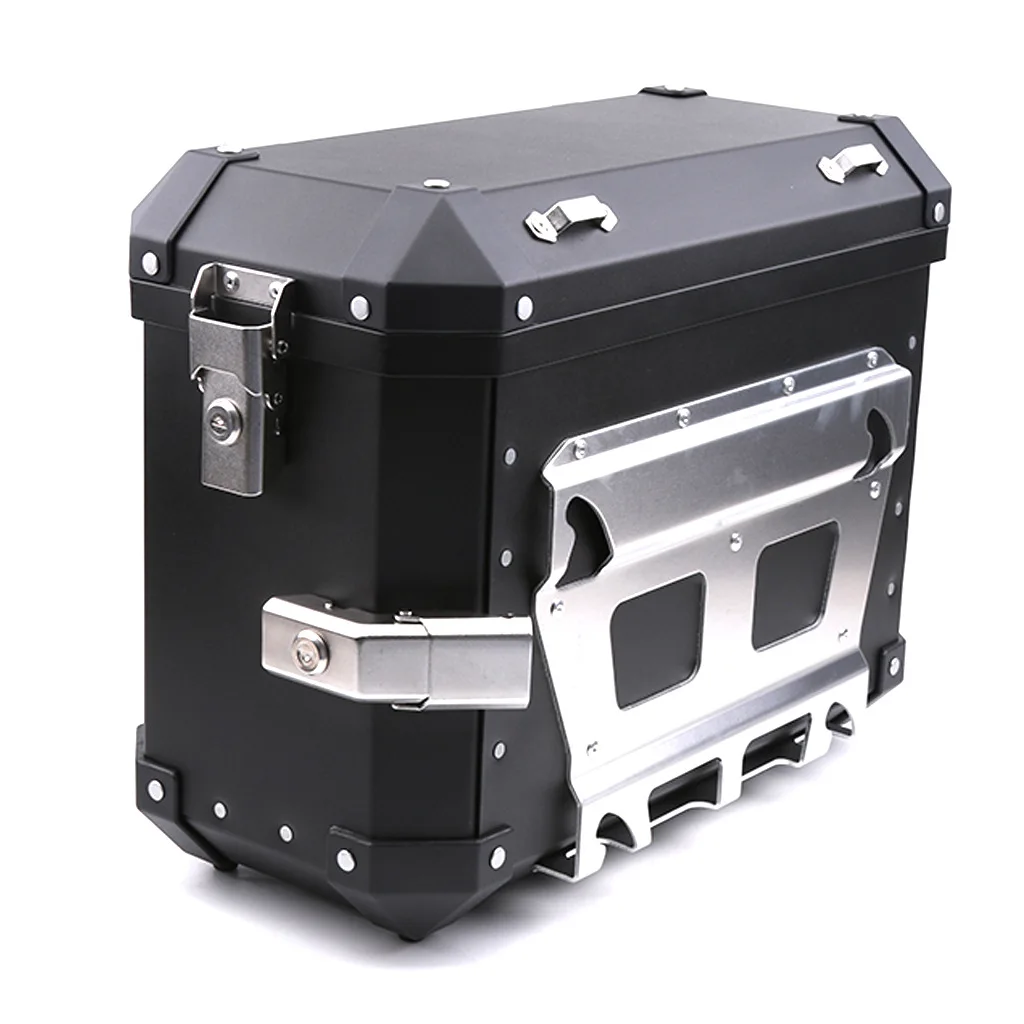 36L 46L Universal Motorcycle Saddlebags Storage Trunk Side Luggage Cases Key Lock Tool Box Toolbox Saddle Bag Aluminum Accessory