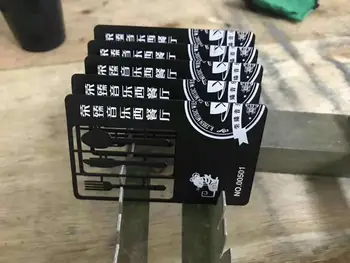 

free design custom laser cut China black backgound stainless steel metal card printing