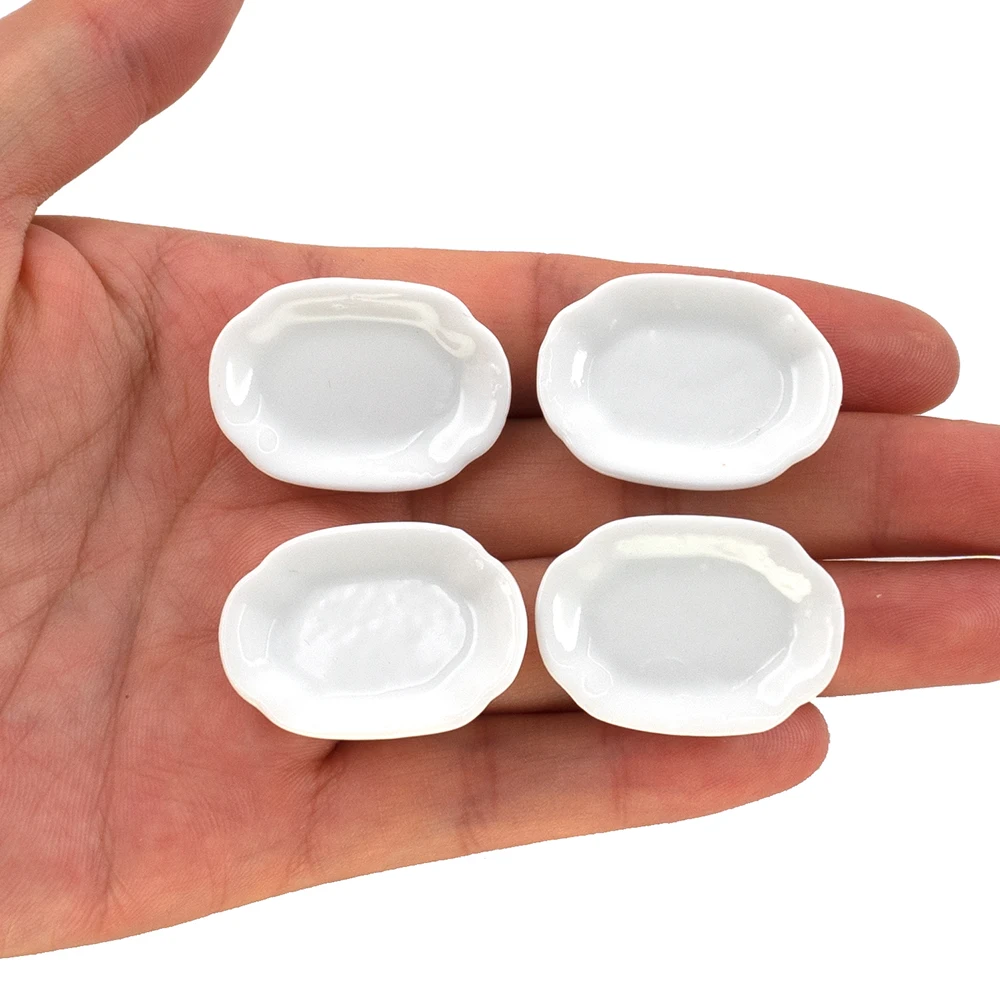 4Pcs 1/12 Dollhouse Miniature Accessories Mini Ceramic  Food Plate Simulation Kitchen Dish Model Toys for Doll House Decoration kitchen basin hot and cold water faucet ceramic valve core 25 35 40 water heater mixing valve core switch repair accessories