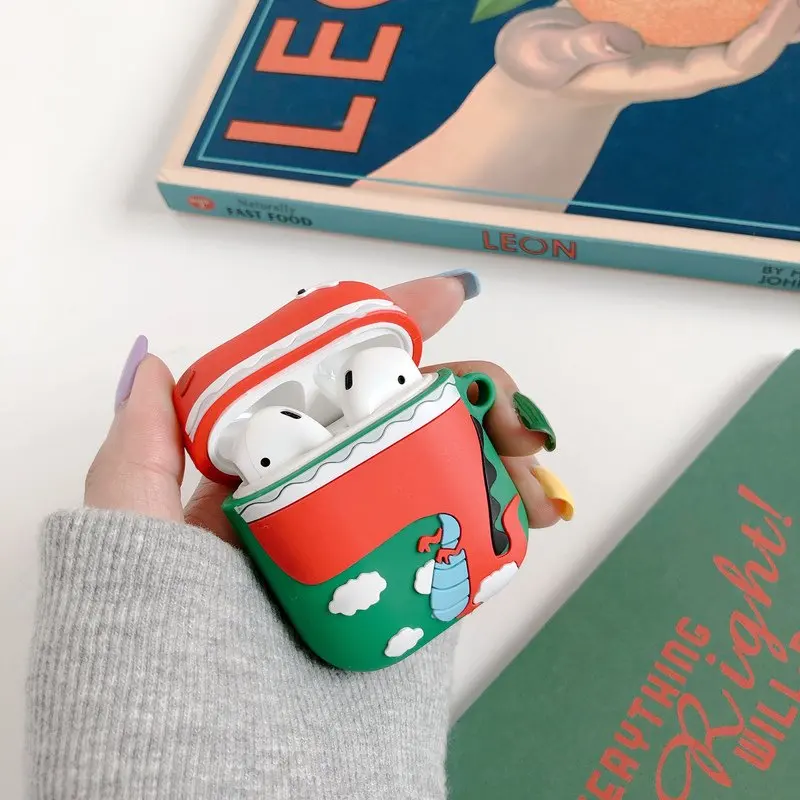 red dinosaur Чехол для наушников из ТПУ с рисунком для Airpods, силиконовый чехол для наушников с милым динозавром, защитный чехол для Apple Airpods, зарядная коробка - Цвет: red dinosaur