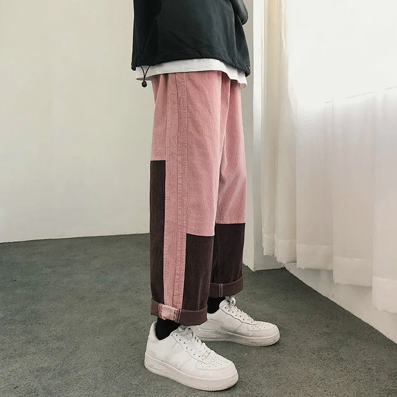 pink Neploe, женские повседневные вельветовые штаны,, Осень-зима, контрастные цвета, штаны на шнуровке, тянущиеся, с карманами, прямые брюки, 56113 - Цвет: pink