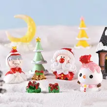 Снеговик дорогой Санта Клаус дерево миниатюрная фигурка мини рождественские фигурки украшения DIY садовый орнамент смолы ремесло Детские игрушки