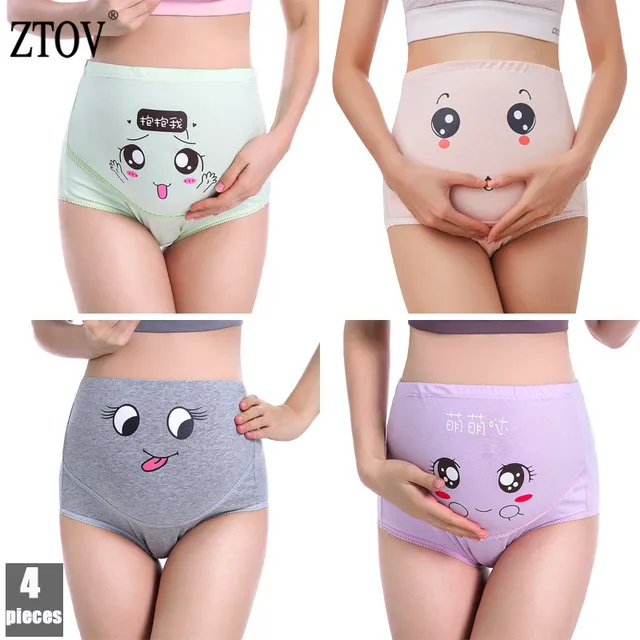 ZTOV 4Pcs/Lot Cotton Maternity Underwear Panty Clothes for Pregnant Women Pregnancy Brief High Waist Maternity Panties Intimates