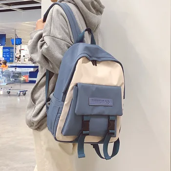 

Large capacity backpack female wild college student travel backpack female school bag new school bag double backpack Patchwork