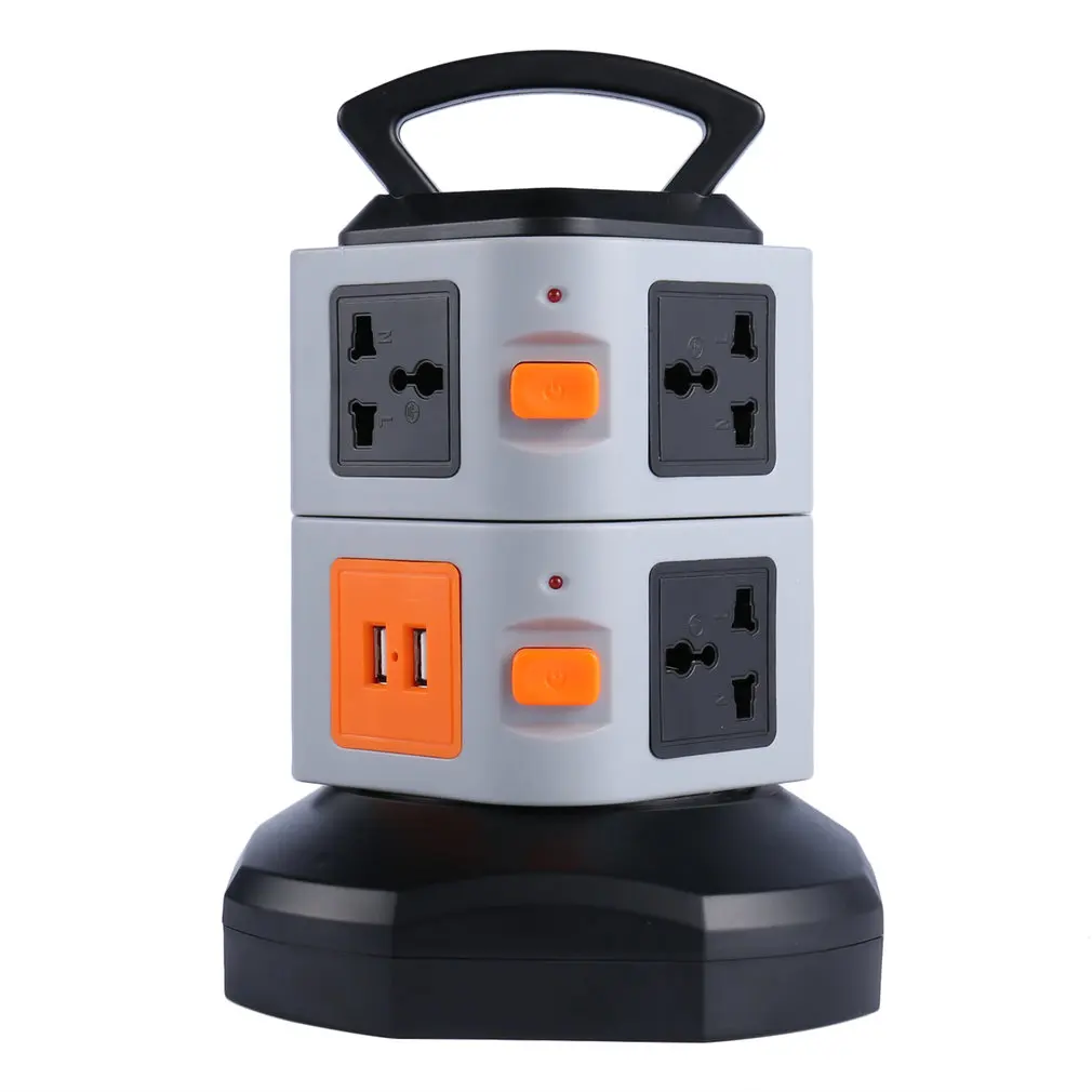Коричневый Вертикальный мульти-разъем два слоя с Doulbe USB зарядное устройство интеллектуальная розетка UK вилка защита от перегрузки светодиодный дисплей - Цвет: Коричневый