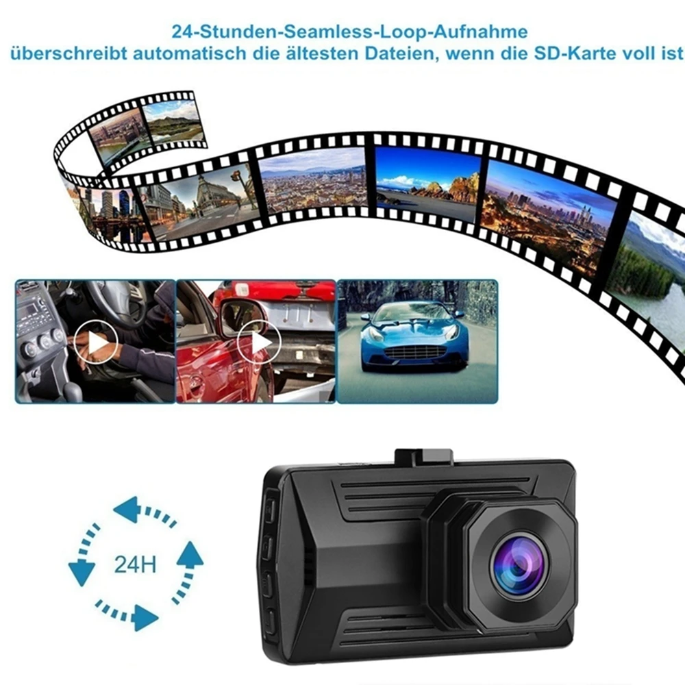 3 ''HD 1080P 3 объектив Автомобильный видеорегистратор Камера заднего вида 360 °