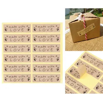 

1200Pcs/lot Cute Hand made with love adhesive sticker Self adhesive Kraft Paper Seal Sticker gift stickers